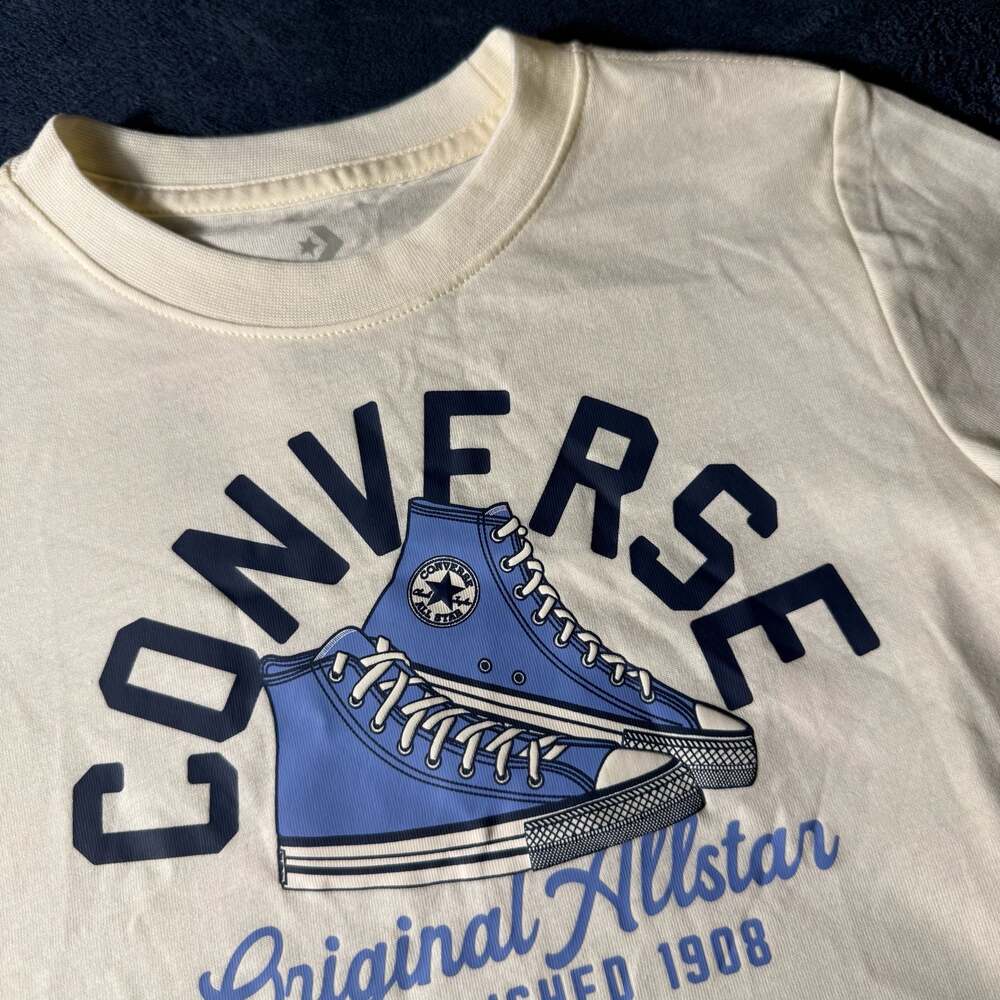 Converse Boys Retro Remix Sneaker Graphic T-Shirt Egret Size 4